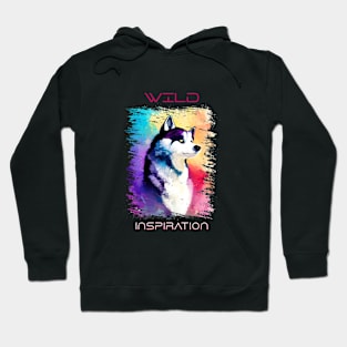 Husky Dog Wild Nature Animal Colors Art Painting Hoodie